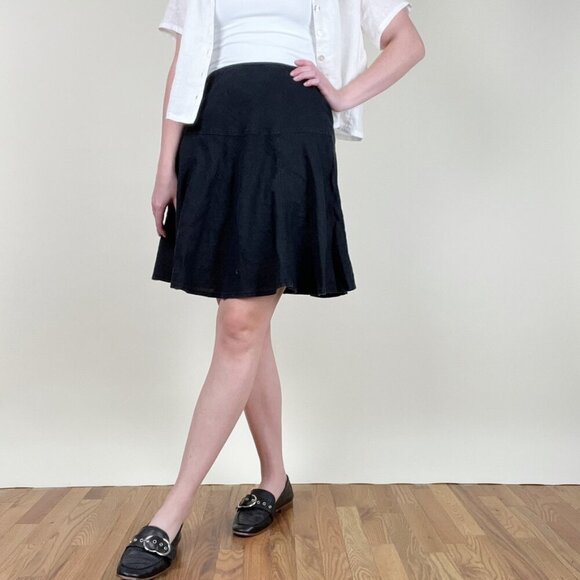 Vintage 100% Linen Drop Waist Mini Midi Skirt Low High Rise Coastal Cowgirl Y2K - Picture 6 of 11